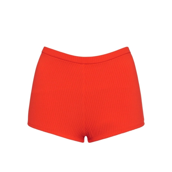 Red rib  bathing suit shorts - Picture 2 of 4